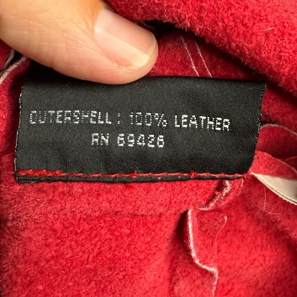 Vintage Wilson Leather Button-Up Shirt Jacket 100% Leather Suede Red Size Medium - Picture 6 of 9